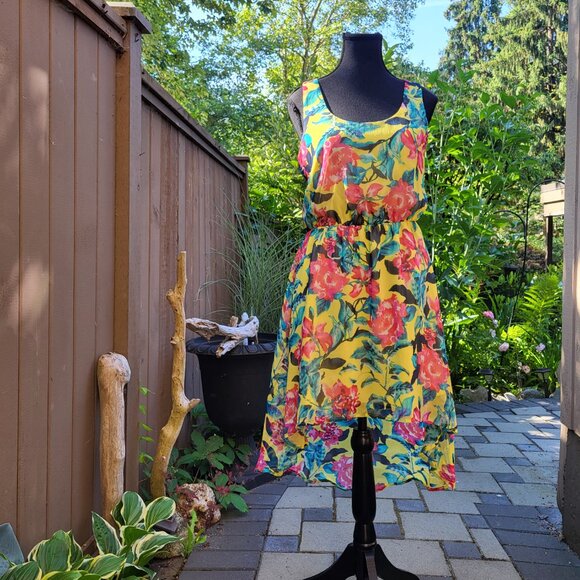 High Low Yellow Floral Dress Size Small - Picture 1 of 10